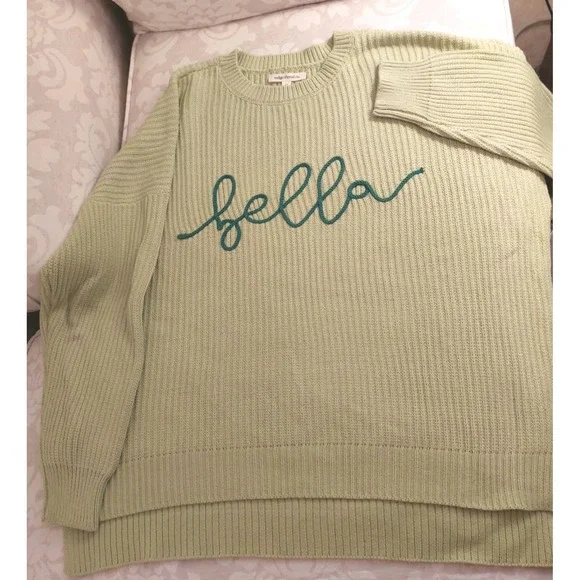 NEW!‎  Indigo Threads Wms "Bella" Sweater Lime Green/Dark Green Embroidery Sz 1X - Picture 2 of 12